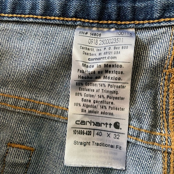 Carhartt Men’s Size 40x32 Straight Traditional Fit Jeans - Picture 7 of 7